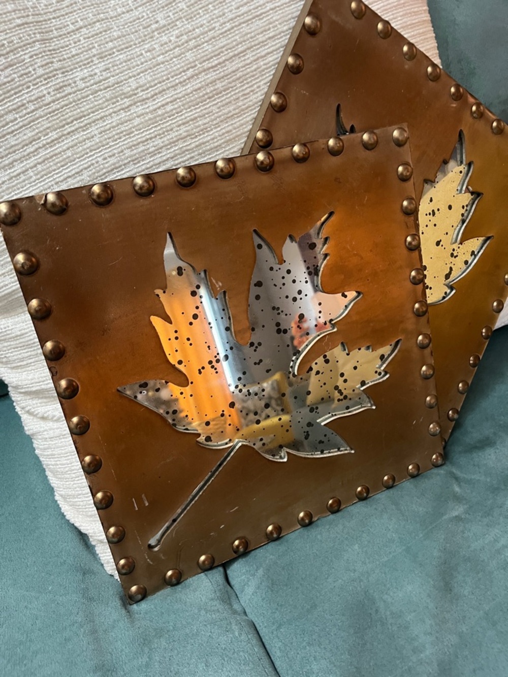 Rustic Copper Leaf Metal Wall Decor - Copper Finish